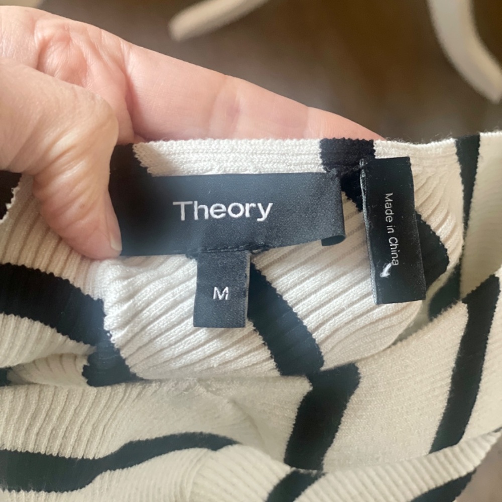 Theory boat/bateau neck fitted sweater with deep V back - Picture 6 of 8